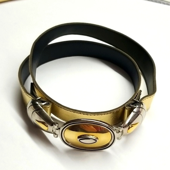 Woman's Shiny Gold Similated Leather Belt - Picture 1 of 9